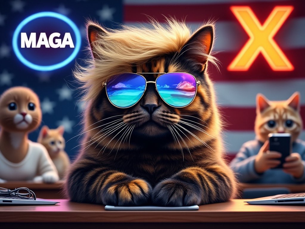 TrumpCatLeader's tweet photo. 🐾 Happy Monday, patriots! 🚂✨ Let’s start the week with a strong CAT TRAIN! Drop your handles, follow, and follow back—together, we’ll make this holiday season purr-fect! 🎄🐱🇺🇸 #CatsForTrump #MAGA #TrumpCatLeader #MondayTrain https://t.co/Hj3nLH72Qh