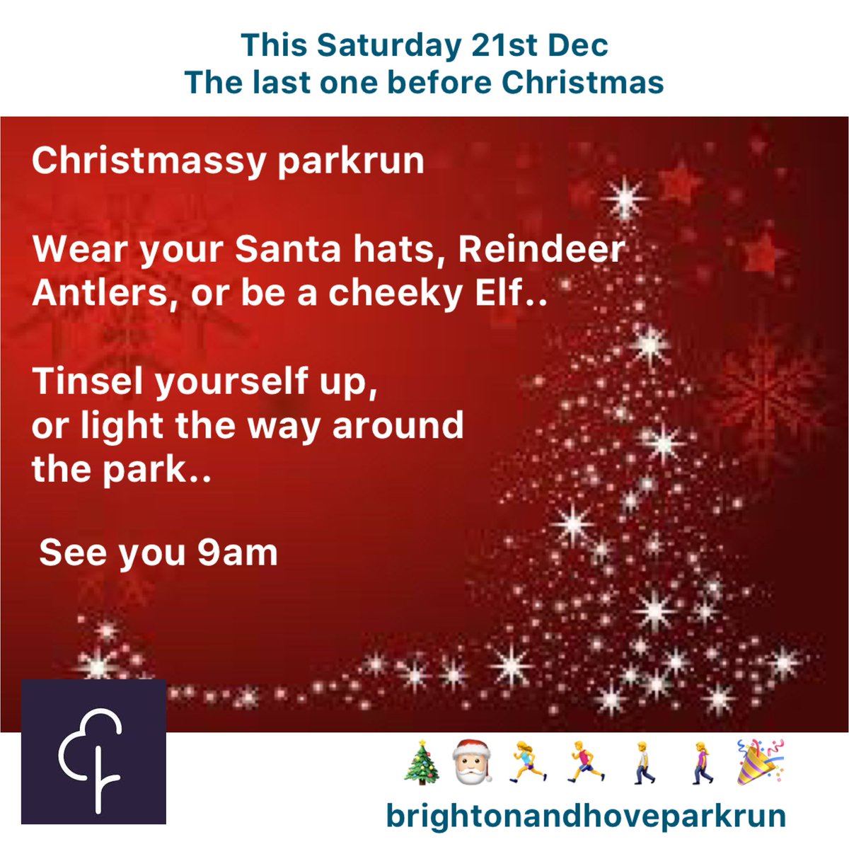 Evening parkrunners

It’s the last parkrun before Christmas
When all through Sussex and beyond
Many runners and walkers 
are thinking which one to do 
the Saturday before Christmas….

Brighton &amp; Hove parkrun - it’s in Hove Park actually says …