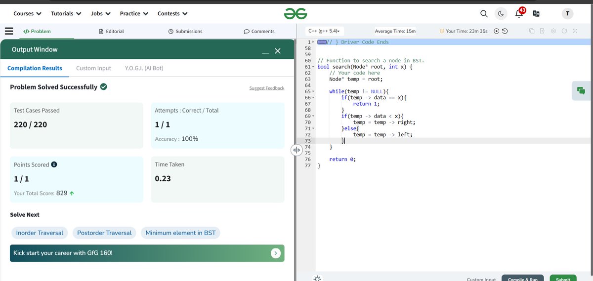 10__ishqa's tweet photo. Day 60 of #code 
Solved "Validate BST" and "Search a node in BST"
#coding #codinglife #codingchallenge https://t.co/pjDz2rEe5E