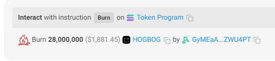 HOGBOG burned the whole dev supply.

whoops.

Never give up at the bottom.🚂

solscan.io/tx/4hoH2nBscs7…