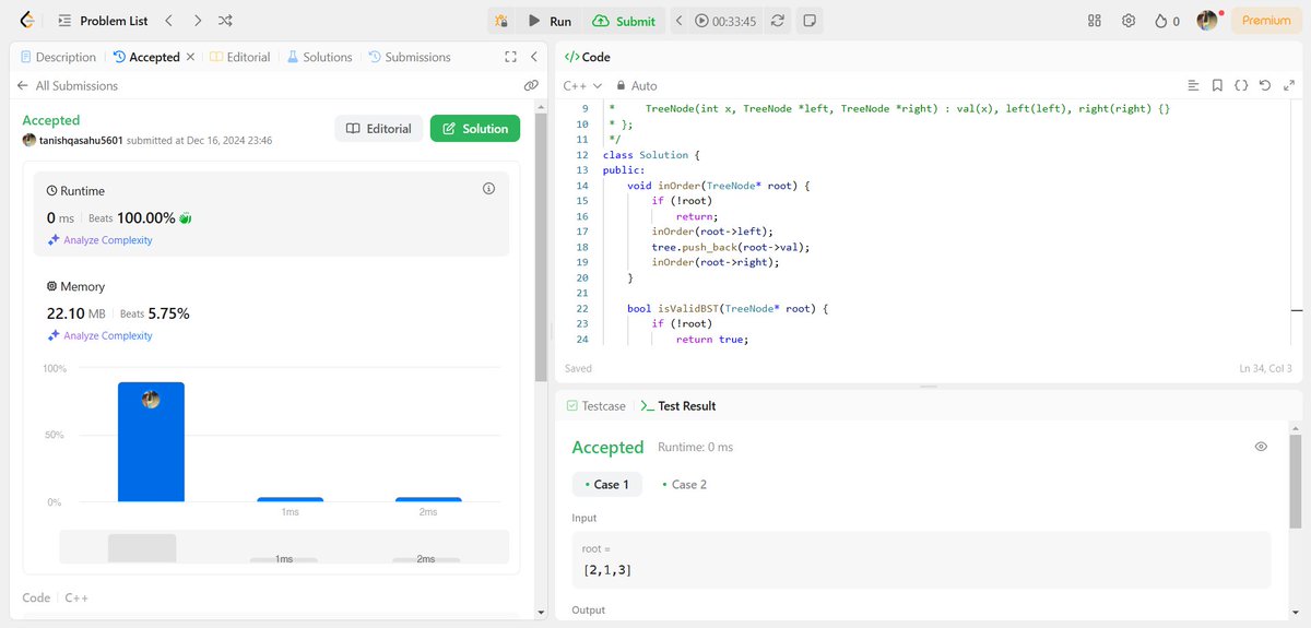 10__ishqa's tweet photo. Day 60 of #code 
Solved "Validate BST" and "Search a node in BST"
#coding #codinglife #codingchallenge https://t.co/pjDz2rEe5E