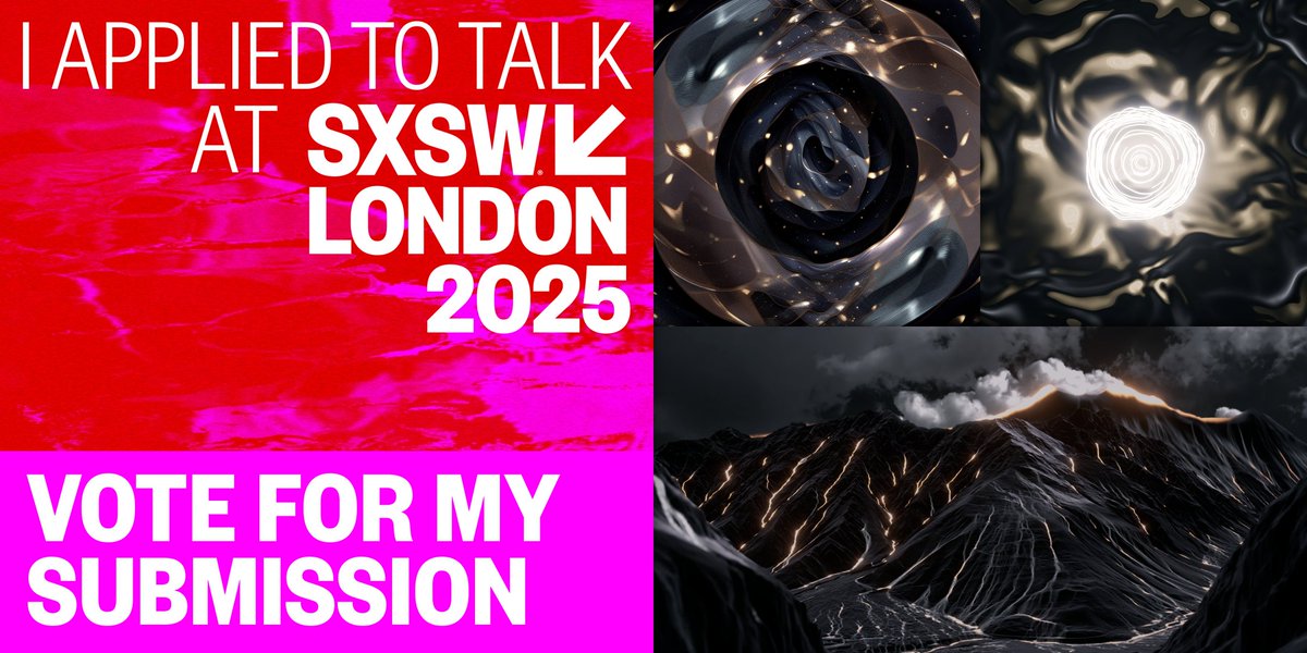 Only a few days remain until the SXSW voting deadline!

If you’d like to hear me speak at SXSW London 2025, please consider voting for my submission “Visualizing the Unseen: Algorithms, Generative AI, and the Collective Unconscious”.

👉 Vote here: applyto.sxswlondon.com/entry/vote/lZA…