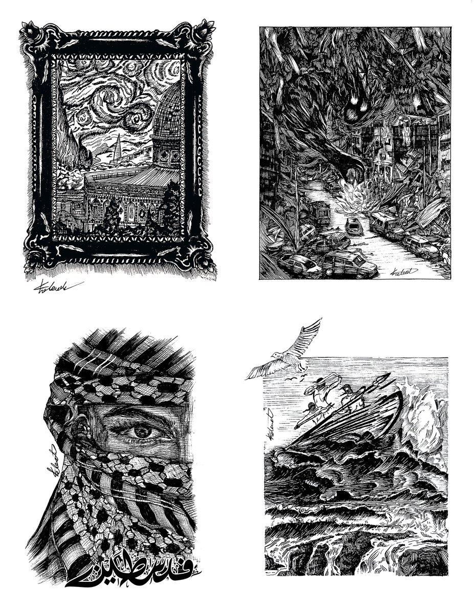 Help a displaced Palestinian artist in north Gaza raise funds by getting prints of her artwork! Kholoud Hammad is an illustrator and designer living in besieged Gaza who has continued making intricate art of symbols of Palestinian liberation.

🇵🇸 Prints: bit.ly/kholoud-art