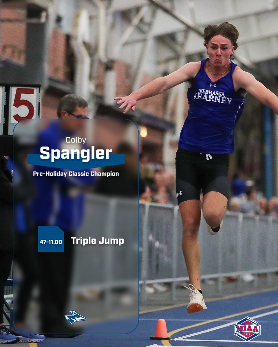 UNK_Track_Field's tweet photo. Colby Spangler with the trifecta Winning the Triple Jump, hitting the Gold Standard, and cracking the top 10 list at the Pre-Holiday Classic. https://t.co/oZA0D4zi7j