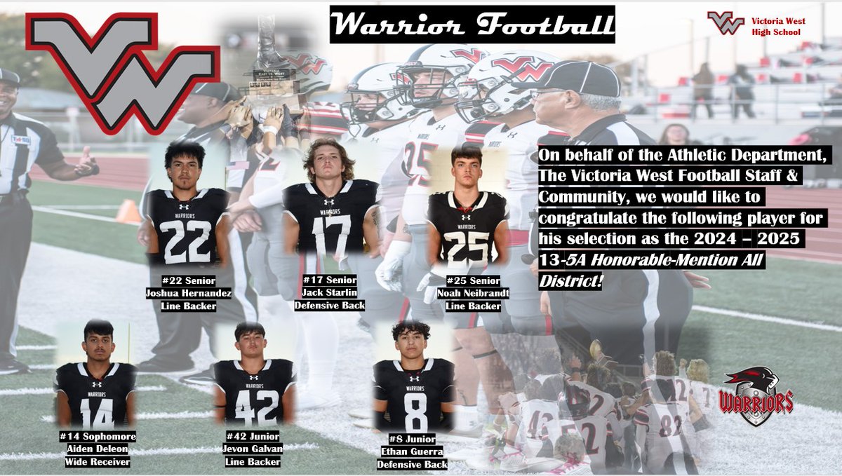 Victoria West HS Football (@vwhsfootball) on Twitter photo Congratulations to all of 13-5A All District and to our <a href="/VictoriaWestHS/">Victoria West High School</a> H-M & Academic 13-5A All District recipients!  #FEARLESS <a href="/advosports/">AdvoSports</a> Congratulations to all of 13-5A All District and to our <a href="/VictoriaWestHS/">Victoria West High School</a> H-M & Academic 13-5A All District recipients!  #FEARLESS <a href="/advosports/">AdvoSports</a>