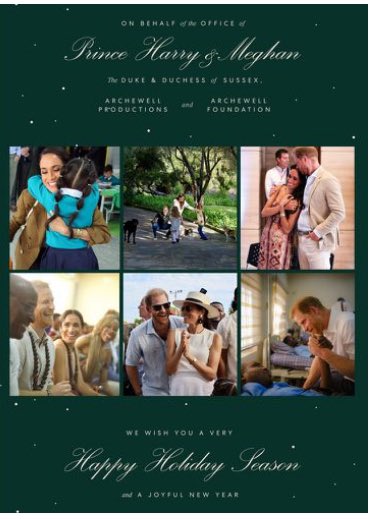 unreMARKLEble's tweet photo. We’ve been graced with #HarryAndMeghan’s holiday card with a contrived photo of the kids. For being 43% Nigerian she managed to have some pasty red headed kids. Considering red hair is a recessive gene. #MeghanMarkle https://t.co/bmrCyrumrA