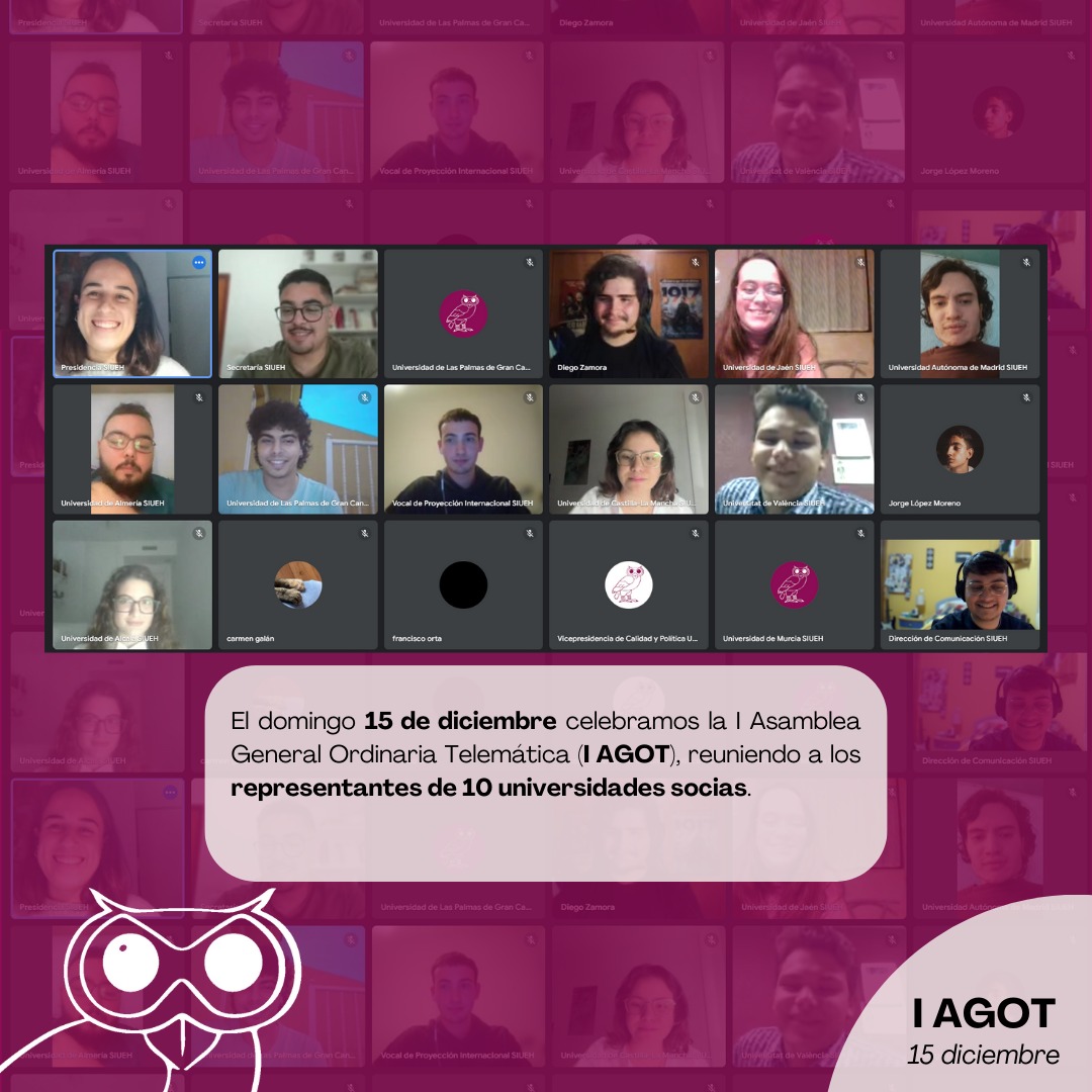 SIUEHUM's tweet photo. 💻 El pasado 15 de diciembre realizamos la I AGOT de SIUEH https://t.co/KY99rXaBxg