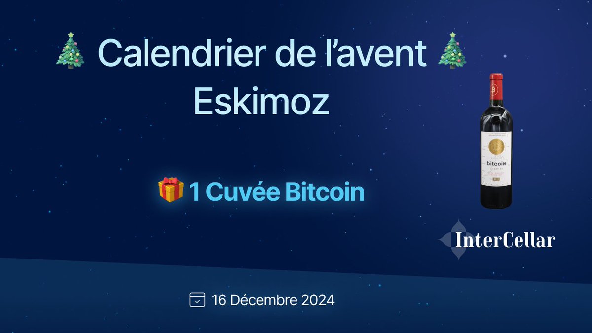 🎁 GIVEAWAY : 1 Cuvée BTC offerte 🎁

Le leader du vin &amp; du Web3 marque cette fin d’année 🍷

Ce projet francophone unique, qui fusionne depuis plusieurs années deux univers singuliers, vous offre une excellente bouteille pour célébrer Noël 🍾🇫🇷

Pour participer :

→ Follow