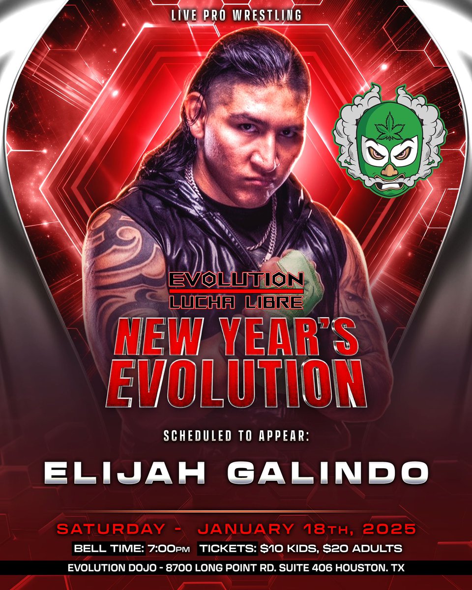Evolutiondojo (@evolutiondojo_) on Twitter photo ๐จ ELIJAH GALINDO WILL BE MAKING HIS DEBUT AT THE EVOLUTION DOJO JAN 18TH ๐ ๐จ <a href="/ElijahExotic/">THE KING COBRA EXOTIC</a>
๐ - Evolution Dojo , Houston Tx
๐
-Jan 18th
๐ -7PM
๐บ- <a href="/TitleMatchWN/">Title Match Network</a>
๐๏ธ - On sale NOW
theevolutionstore.bigcartel.com
#wrestling#luchalibre##evolutiondojo#evolution#prowrestling ๐จ ELIJAH GALINDO WILL BE MAKING HIS DEBUT AT THE EVOLUTION DOJO JAN 18TH ๐ ๐จ <a href="/ElijahExotic/">THE KING COBRA EXOTIC</a>
๐ - Evolution Dojo , Houston Tx
๐
-Jan 18th
๐ -7PM
๐บ- <a href="/TitleMatchWN/">Title Match Network</a>
๐๏ธ - On sale NOW
theevolutionstore.bigcartel.com
#wrestling#luchalibre##evolutiondojo#evolution#prowrestling
