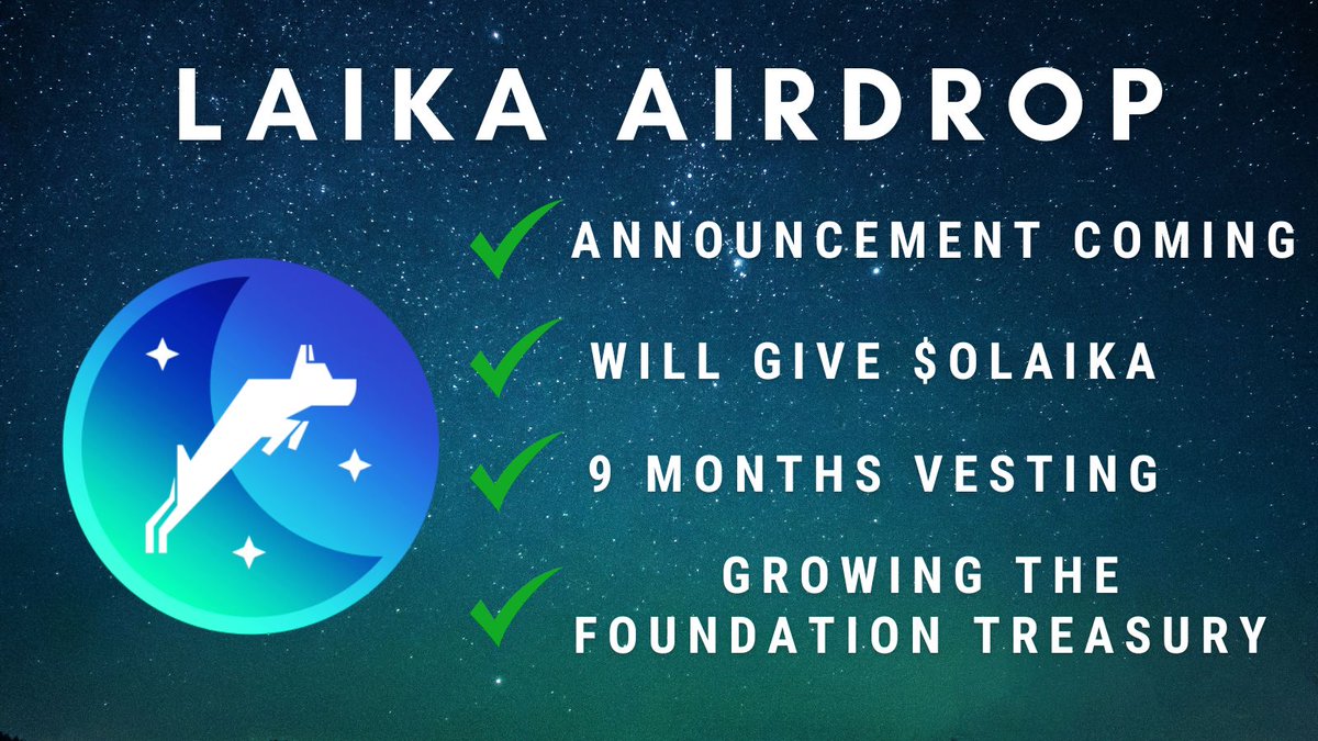 An announcement is coming this week regarding the <a href="/Laika_Layer2/">Laïka - Doge Layer 2 🐕🌖</a>  Airdrop. 

Let’s have a quick recap:

🔷For months people accumulated Laïka points by interacting with the Laïka blockchain

🔷Points will give $oLAIKA which represents an opportunity to buy $LAIKA at $0.3.