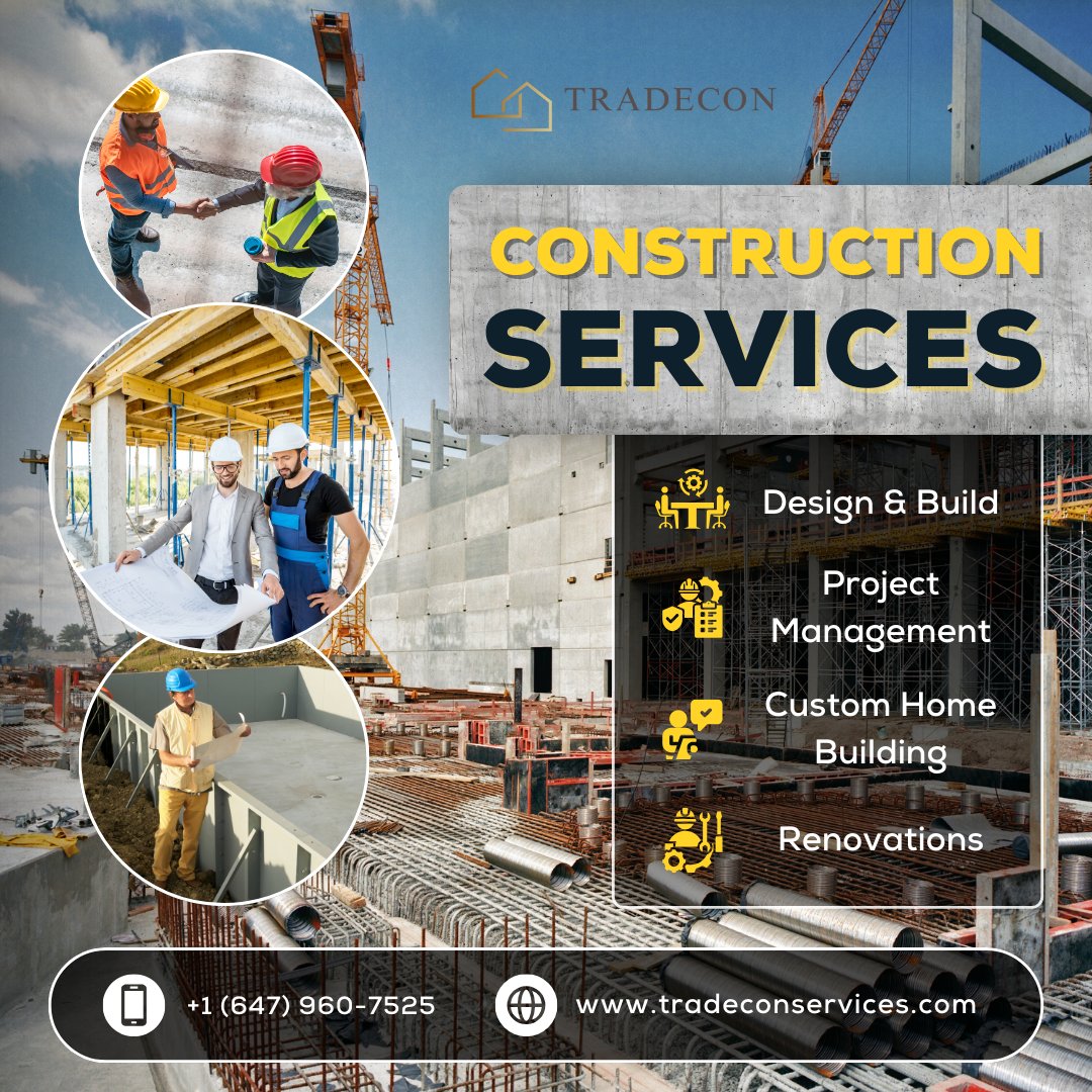tradecon_inc's tweet photo. Looking to build your dream construction project in the GTA? Contact us today to turn your dreams into reality!

How to book us:
- Call at: +1 (647) 960-7525
- Email at: info@tradeconservices.com
- Visit our website to learn more!

#Construction #DesignBuild #CustomHomes https://t.co/hABQHibPlI