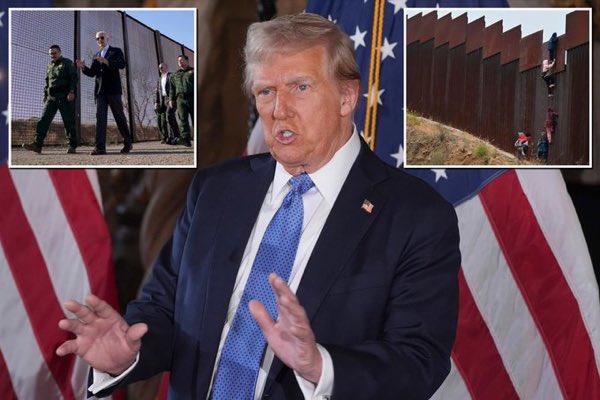 sabio28's tweet photo. Donald Trump se comprometió a continuar con la construcción del muro fronterizo con México, aunque se quejó de que este costará "cientos de millones" de dólares más que el primer tramo que hizo en su anterior mandato. El muro sin sentido. #trumpwall #BorderCrisis || https://t.co/7kXhhz5fxH