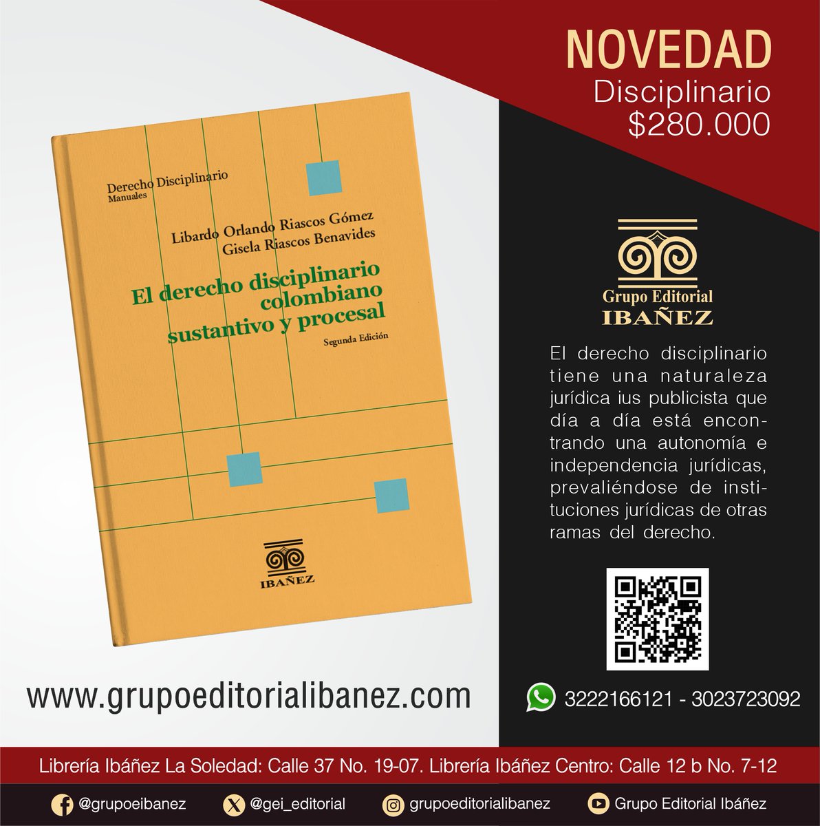 Les presentamos la novedad de la semana en #DerechoDisciplinario 👨‍⚖️

Puedes conocer más sobre el contenido de este libro 📕✅ y adquirirlo escaneando el código QR 📱 o en grupoeditorialibanez.com #librosderecho #Derecho
