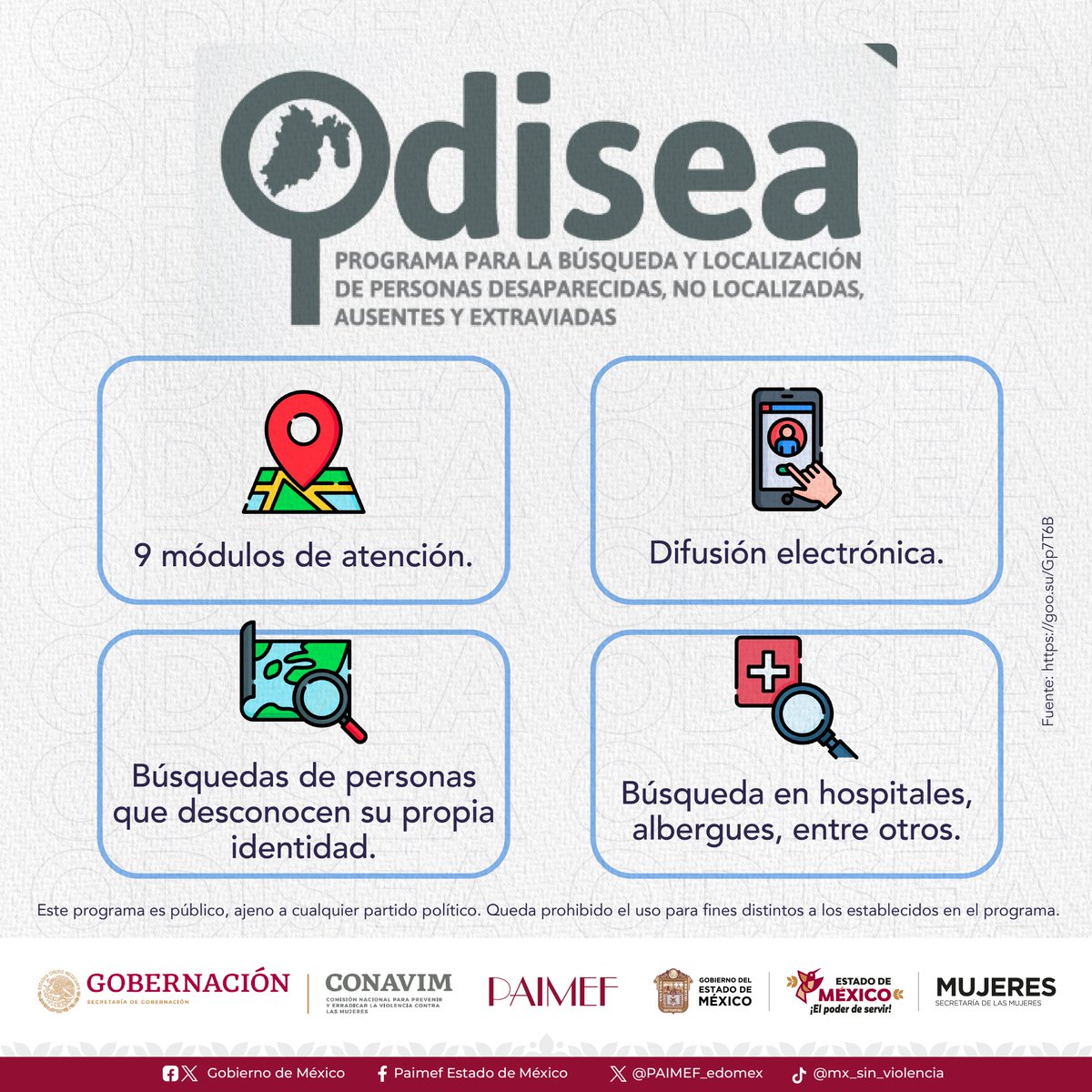 PAIMEF_edomex's tweet photo. Conoce otros datos del #ProgramaODISEA.
#PAIMEF2024
@CONAVIM_MX https://t.co/BQlo1A7pqj