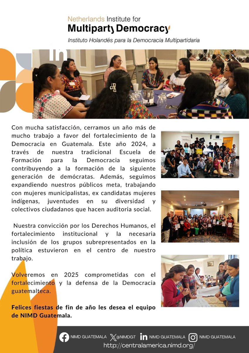Nimd Guatemala les desea felices fiestas de fin de año. 
#LaDemocraciaEmpiezaconDiálogo