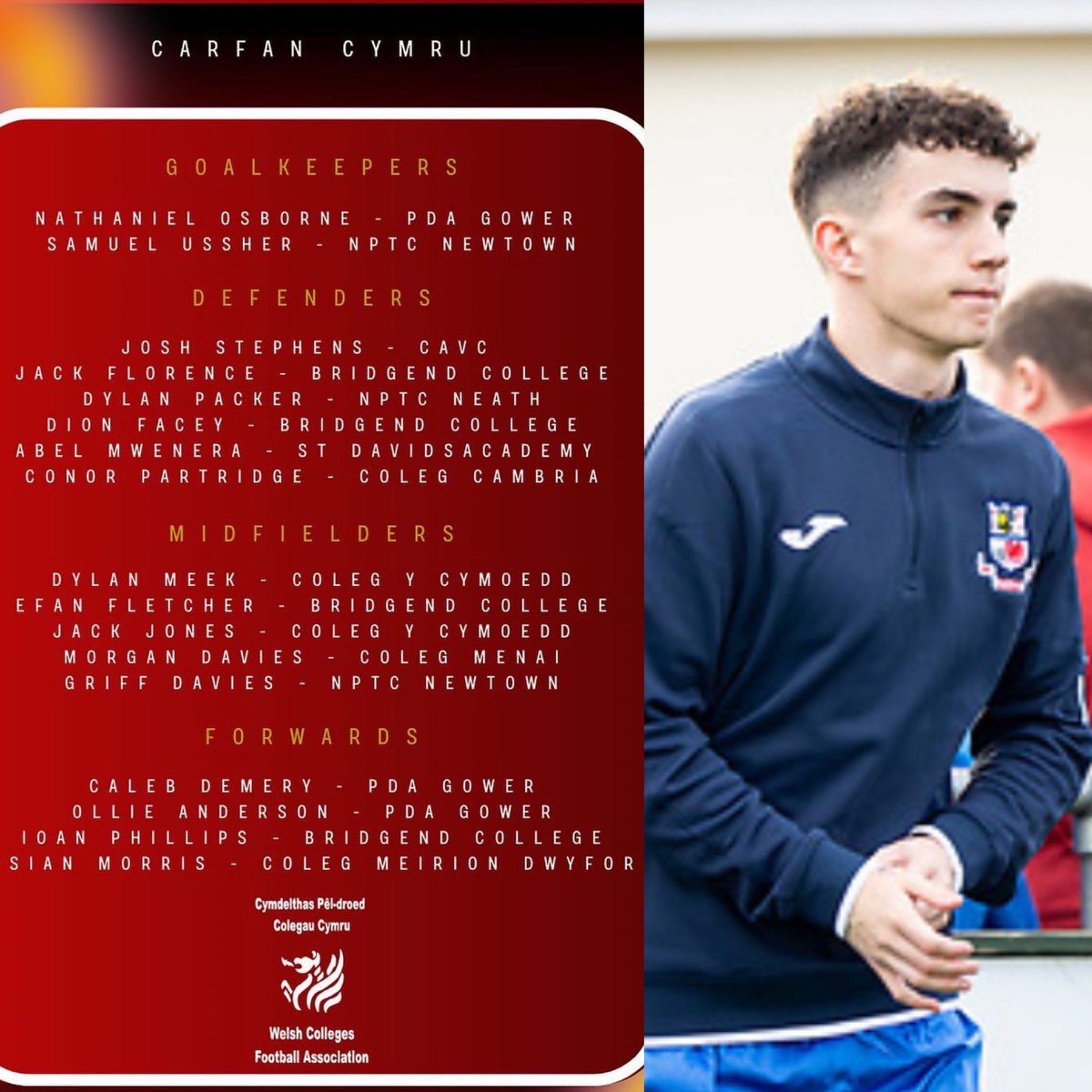 Holyhead Hotspur FC ๐ (@holyheadhotspur) on Twitter photo Congratulations to our very own <a href="/morgandaviies10/">Morgan Davies</a> being selected in the upcoming Welsh Colleges FA squad to face ISFA at St Georgeโs Park.
Well done Morgs ๐๐
๐ตโช๏ธ๐
#HHFC
<a href="/CPDColegauCymru/">Welsh Colleges FA</a> Congratulations to our very own <a href="/morgandaviies10/">Morgan Davies</a> being selected in the upcoming Welsh Colleges FA squad to face ISFA at St Georgeโs Park.
Well done Morgs ๐๐
๐ตโช๏ธ๐
#HHFC
<a href="/CPDColegauCymru/">Welsh Colleges FA</a>