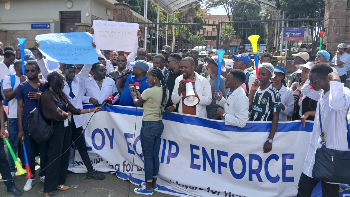 Davji's tweet photo. Today, we marched from Kenyatta National Hospital to Nairobi Hospital and the Ministry of Health, delivering a clear message: the time for negotiations is over—we demand action, not words!

Our demands are simple yet urgent: the full implementation of the CBA, immediate and full payment of intern doctors, and the resolution of all pending issues in the Return-to-Work Formula (RTWF). After seven months of patience and legal follow-ups, our calls for justice remain unanswered. How can we care for Kenyans when we are denied the facilitation to serve?

Let this be a warning: failure to act will result in a nationwide doctors' strike. We cannot continue to endure broken promises and delayed justice. The ball is now in the government’s court to do what is right.

Today’s demonstration was just the beginning. On Monday, we’re calling for the mother of all demonstrations. Every doctor must rise and stand together for our rights. Our unity is our power, and together, we will achieve justice. Let’s make our voices heard loud and clear!