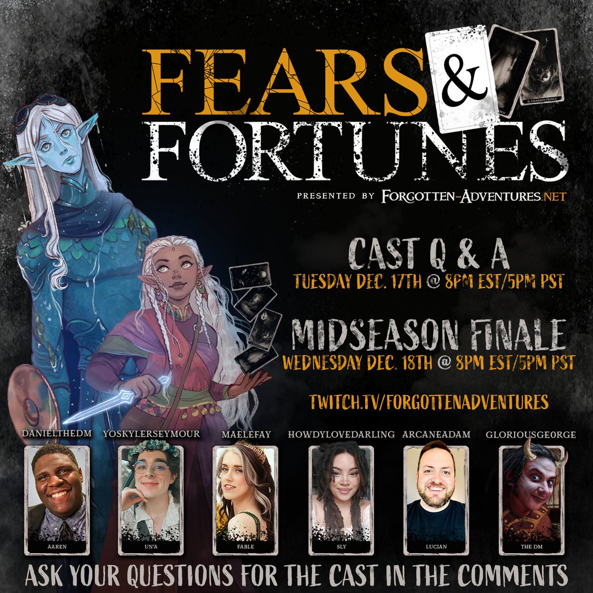 The midseason finale of our first streamed dnd campaign is Wednesday! And tomorrow we're going to be doing a live Q &amp; A with the cast!

Also we have one final #FAFleshFest asset coming this week! It's something for everybody!
