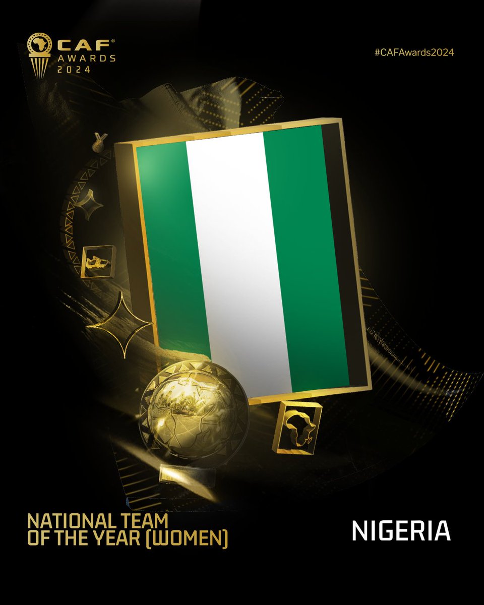MikiGist's tweet photo. Nigeria's Super Falcons wins the National Team of the Year (Women) award at the #CAFAwards2024 https://t.co/MFqmJcHF5J