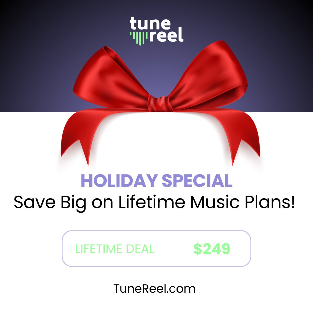 🎁 The best gift for creators: Lifetime access to music that never stops inspiring. For just $249, enjoy unlimited royalty-free tracks forever. Don’t miss this holiday deal! 🎶 👉 Grab it now at TuneReel.com