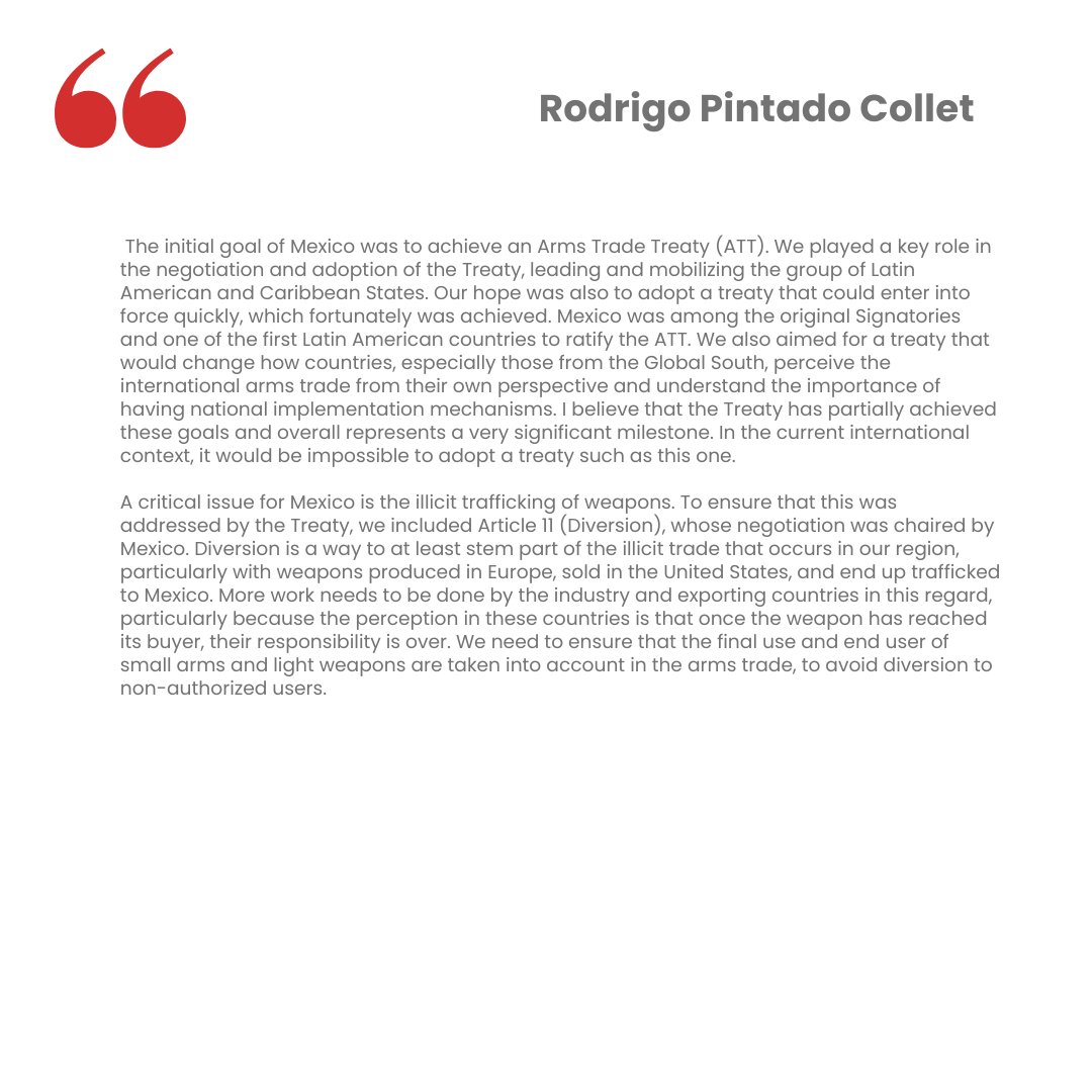 ArmsTreaty's tweet photo. Rodrigo Pintado Collet (Mexico):
π¨οΈ "In the current international context, it would be impossible to adopt a treaty such as this one."
πΈ Swipe to read the full interview!
Read more: https://t.co/gsJsh6sKV7
#ATT10 #Transparency #MonitorWithTheMonitor https://t.co/ZEQ3p52NQW