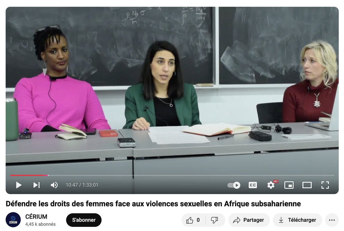 🎥Notre conférence «Défendre les droits des femmes face aux violences sexuelles en Afrique subsaharienne», organisée dans le cadre du congrès <a href="/ChaireMukwege/">Chaire internationale Mukwege</a>, est disponible sur notre compte Youtube : youtu.be/AKcFNYn6Fqc?si… 

<a href="/Klin_Nick/">Nicolas Klingelschmitt</a> <a href="/SaMyMarBru/">Sarah-Myriam Martin-Brûlé</a> <a href="/kettynivyabandi/">Ketty Nivyabandi</a> <a href="/DrMmartind/">María Martín de Almagro</a>