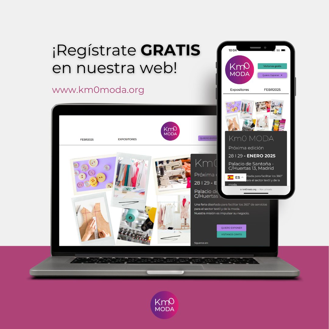 ¡Regístrate gratis y sé parte de Km0 MODA! 🧵✨

Los días 28 y 29 de enero, el Palacio de Santoña se convierte en el epicentro del sector textil y de la moda. 

#Km0MODA #Km0MODA2025