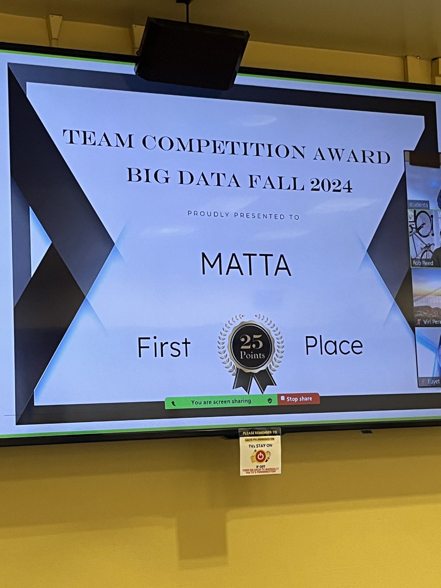 DiSciplinar14n's tweet photo. My project team MATTA for Big Data we received 1st place for the team competition. Did a project on yelp data review using Databricks. In addition we used Langchain, and Google Gemini to conduct an analysis on the positive and negative reviews. #DataAnalysis #Fall2024 #SJSU #LCOB https://t.co/T1lun82HkA