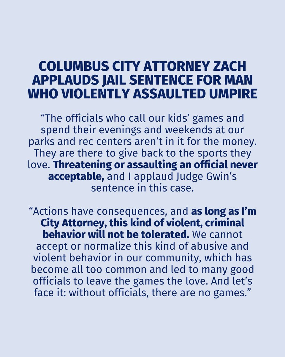 A man who physically assaulted an umpire in 2023 has just been sentenced to 30 days in jail and three years of probation.

This kind of violent, criminal behavior is never acceptable. I applaud Judge Gwin’s sentence in this case.
