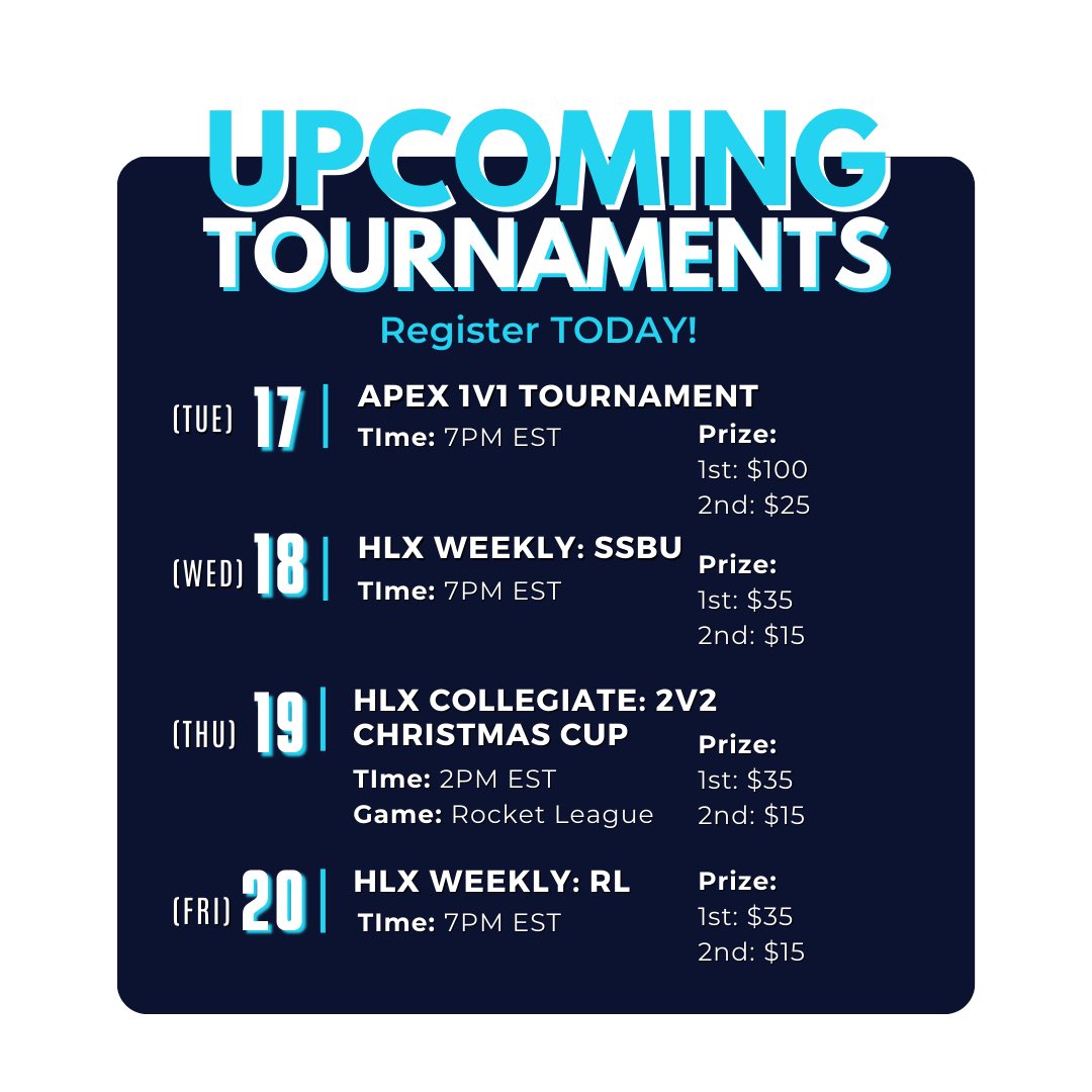 Get in on the action with HLX weekly tournaments! Register link in bio. 🎮