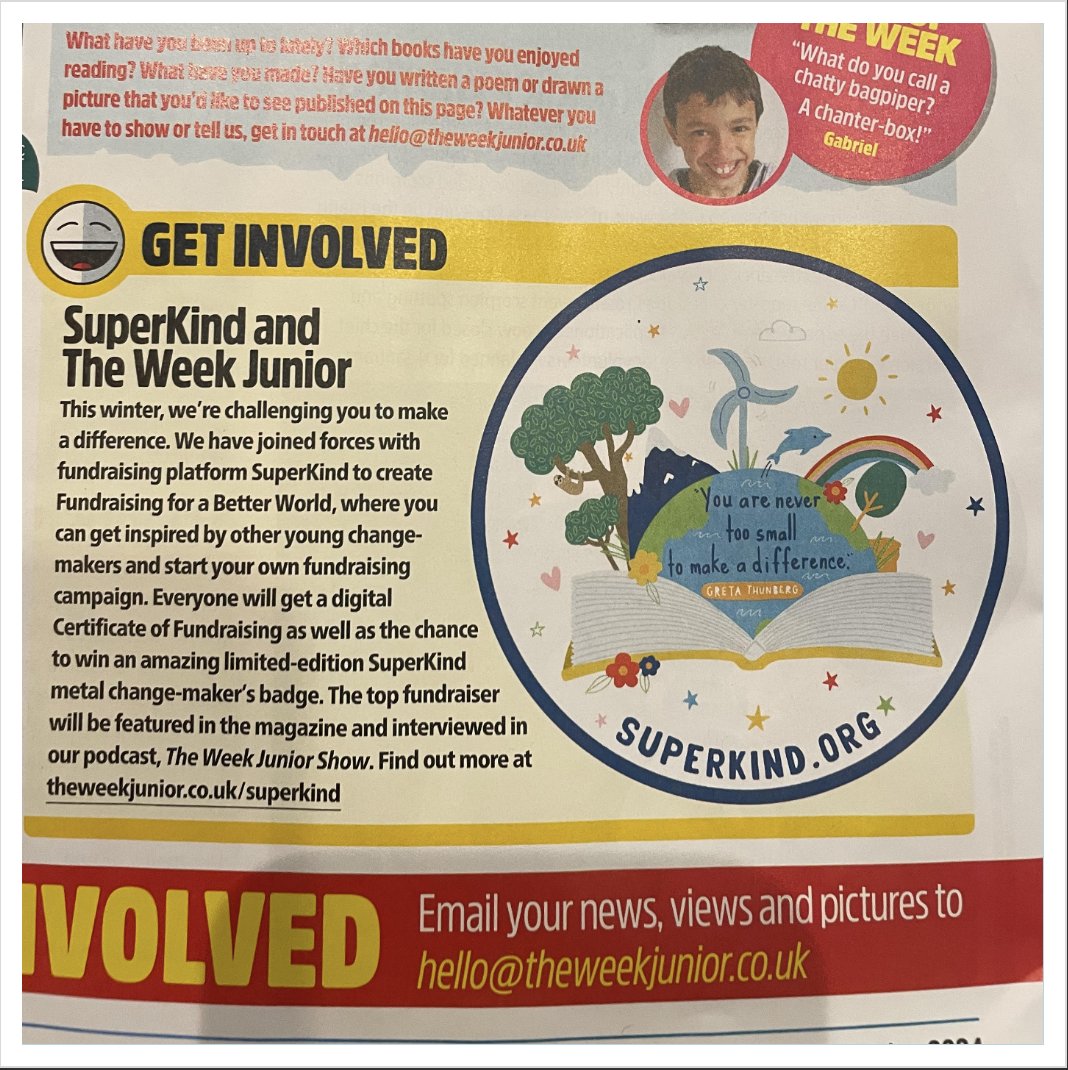 SuperKind (@superkind_org) on Twitter photo We were so excited to receive our copy of <a href="/theweekjunior/">The Week Junior</a> magazine this week, introducing our ‘Fundraising for a Better World' Partnership... And even more excited to start seeing the fundraising pages streaming in!
If you’re looking for a way to celebrate the spirit of giving We were so excited to receive our copy of <a href="/theweekjunior/">The Week Junior</a> magazine this week, introducing our ‘Fundraising for a Better World' Partnership... And even more excited to start seeing the fundraising pages streaming in!
If you’re looking for a way to celebrate the spirit of giving