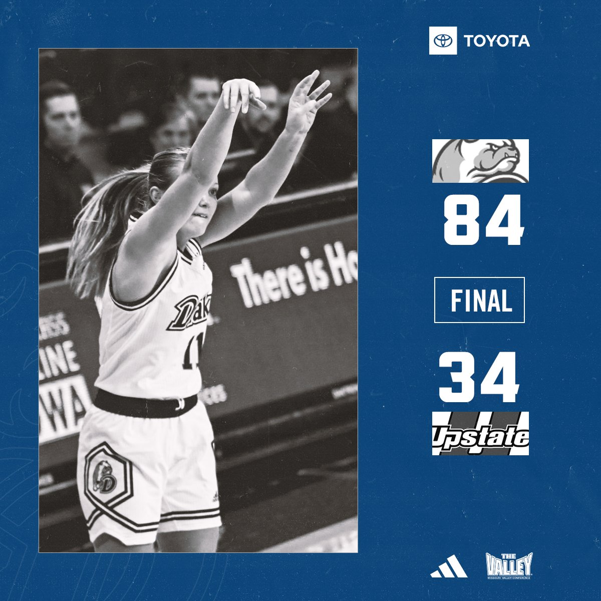 𝐁𝐔𝐋𝐋𝐃𝐎𝐆𝐒 𝐖𝐈𝐍

Dailey | 11 pts, 3 reb, 2 stl
Hawthorne | 10 pts, 2 reb, 2 ast
Miller | 9 pts, 8 reb
Taylor | 7 pts, 10 reb

#BeBlue | #DSMHometown
