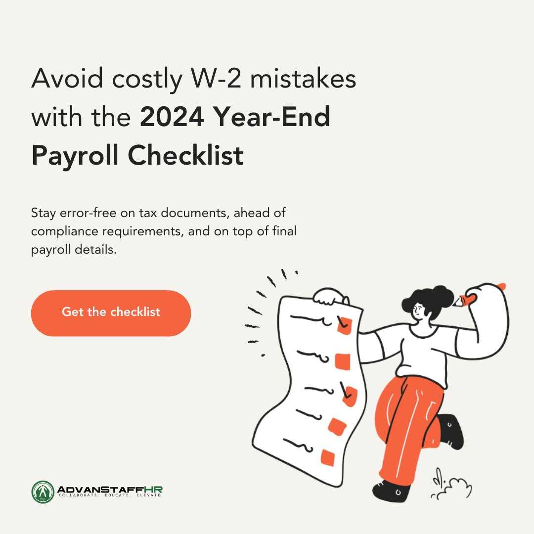 AdvanstaffHR's tweet photo. Are you ready to tackle year-end payroll like a pro? The 2024 Year-End Payroll Checklist is your ultimate guide to wrapping up payroll stress-free.

🔗  https://t.co/ydrR1FDp9G https://t.co/M5Bkl2tBEt