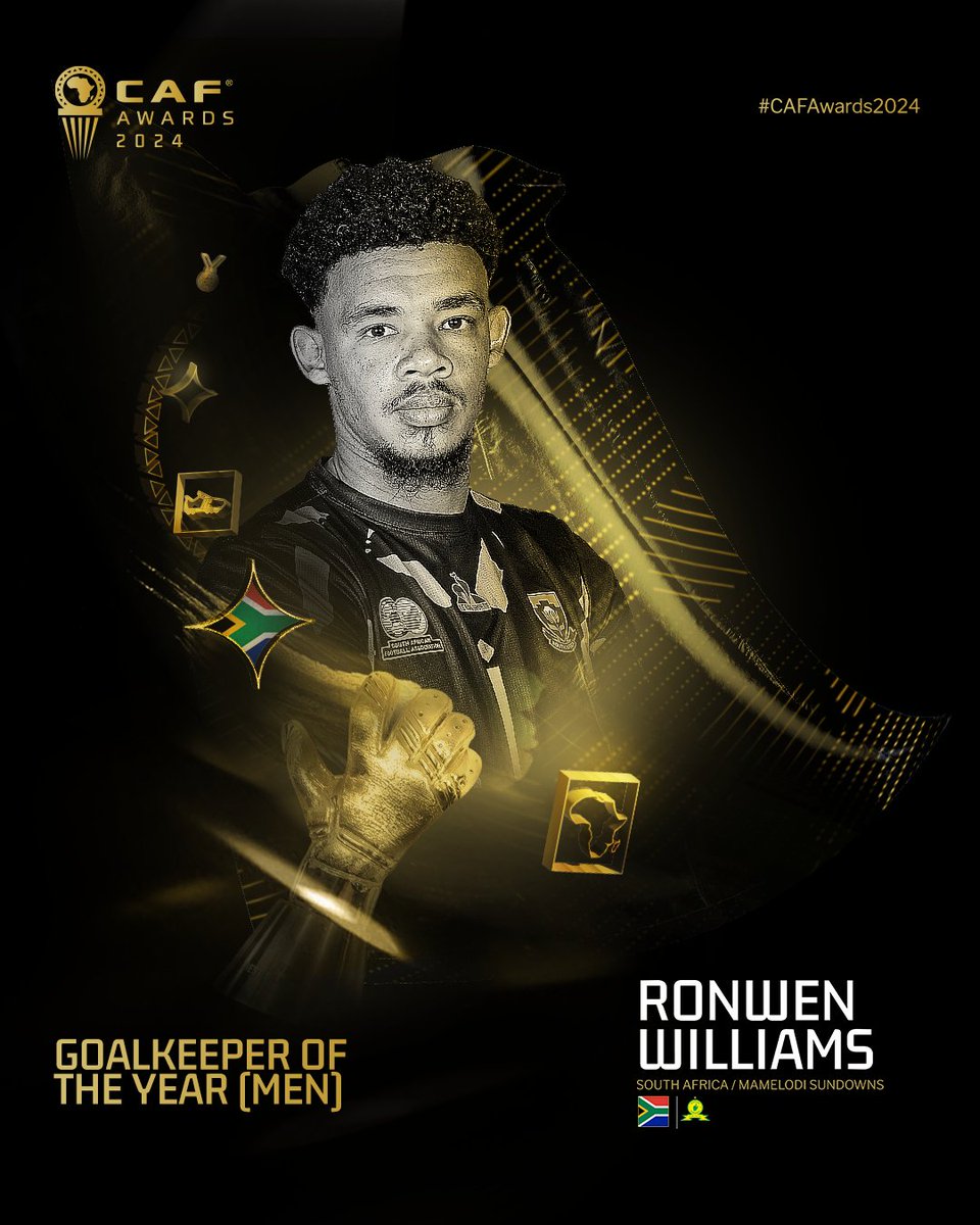 CAF_Online's tweet photo. When it came down to him, he knew how to save the day! 🧤

Your Men’s Goalkeeper of the Year is 𝐑𝐨𝐧𝐰𝐞𝐧 𝐖𝐢𝐥𝐥𝐢𝐚𝐦𝐬.🥇

#CAFAwards2024 https://t.co/1DrDz0rrRq