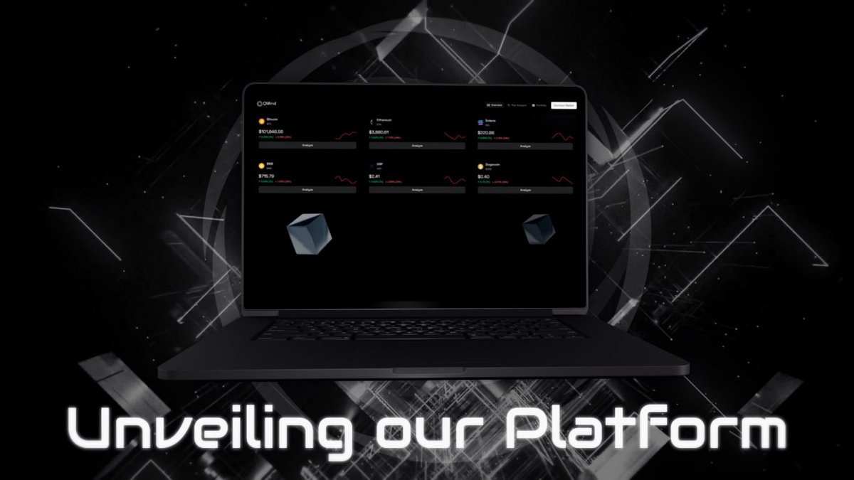 QMindProtocol's tweet photo. The QMind Platform

We’re thrilled to announce that the QMind Platform is almost here. Experience the future of DeFi with Quantum-powered risk analysis, real-time market predictions, and the QMind AI Assistant.

Stay tuned as we share an exclusive sneak peek later today. Get ready to see QMind in action!

$QMIND #QuantumComputing #Web3
