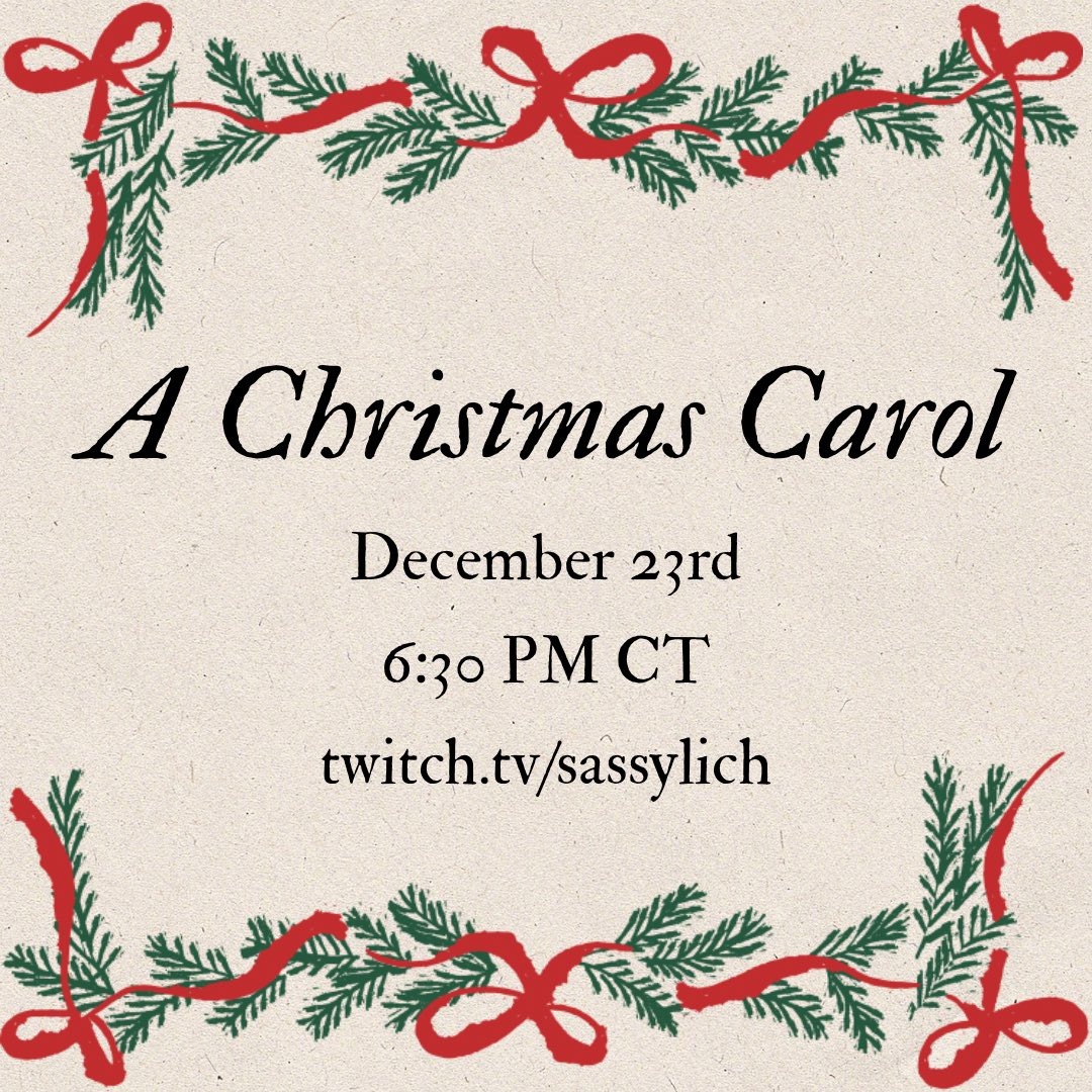 i'm not streaming tonight folks, which means the next stream is A CHRISTMAS CAROL on december 23rd!! 🕯️👻 and yes i AM dressing up as scrooge