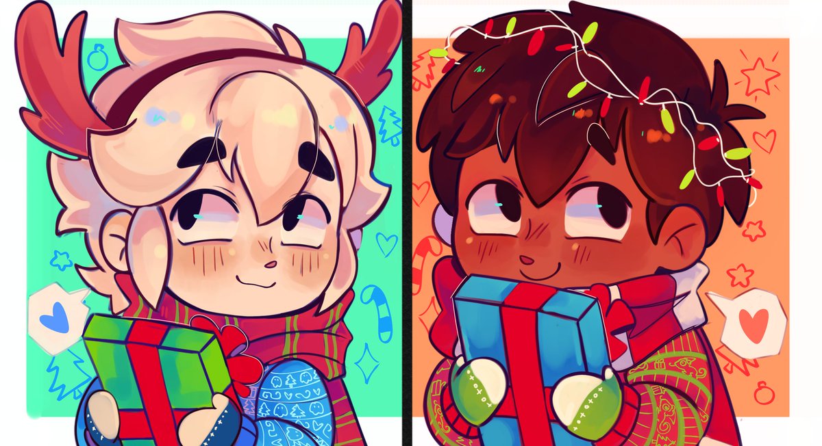 Giakuu_nii's tweet photo. Christmas Leon and Gus matching icons! 💚❤️

#BrawlStarsArt https://t.co/xP0trRS9jI