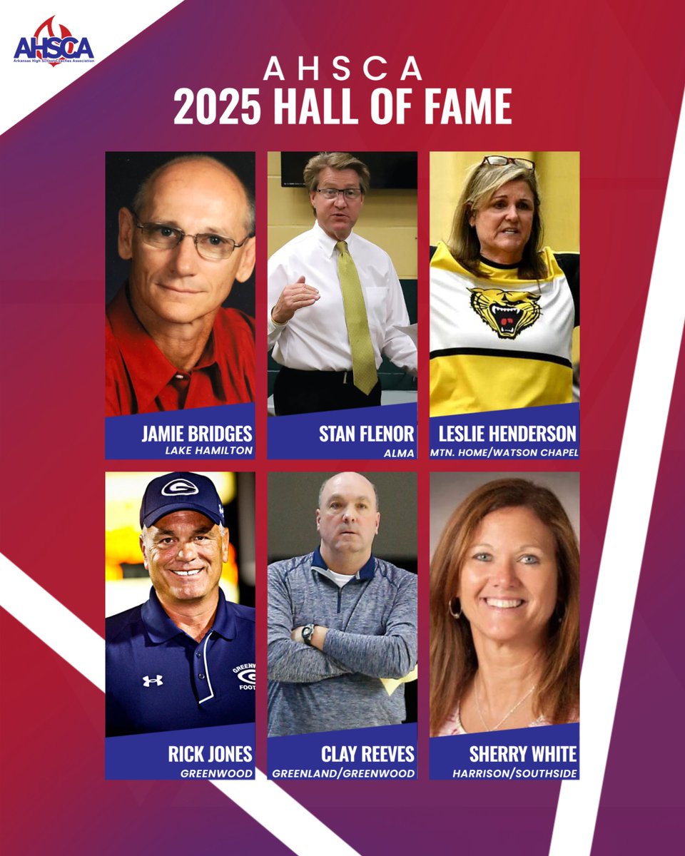 ArkActAssn's tweet photo. Congratulations to the 2025 AHSCA Hall of Fame Class!

The induction banquet will be on July 11 in Hot Springs. https://t.co/j4nBuEmdIO