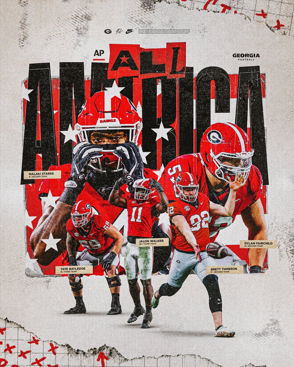 Georgia Football (@georgiafootball) on Twitter photo Five Dawgs have been selected to the <a href="/AP/">The Associated Press</a> All-America Team 🇺🇸
#GoDawgs Five Dawgs have been selected to the <a href="/AP/">The Associated Press</a> All-America Team 🇺🇸
#GoDawgs