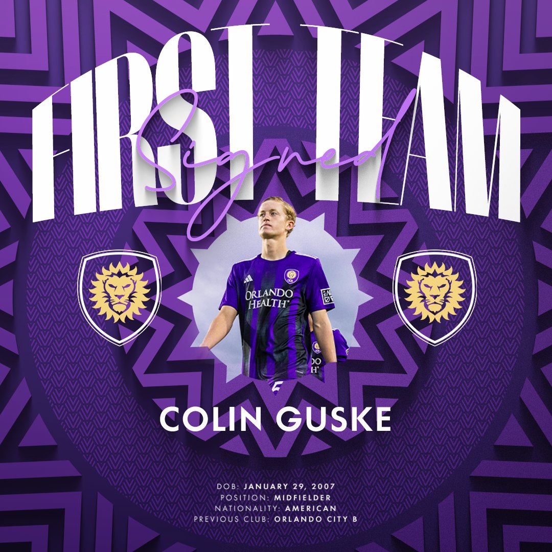 OrlandoCitySC's tweet photo. Moving 🆙

We have signed midfielder @ColinGuske to a First Team contract through 2027 with a Club option in 2028, from @OrlandoCityB ✍️