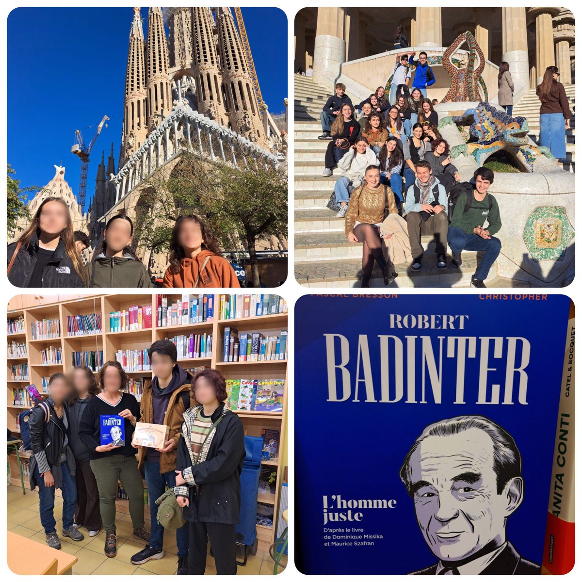 Nos élèves sont bien arrivés à Vilanova. Après un week end en famille, accueil par le lycée partenaire (Manuel de Cabanyes) avec un livre symbolique en cadeau. 😉

Dans la journée, visite du parc Guell et de la célèbre Sagrada familia. #Barcelone 🇪🇸🇫🇷