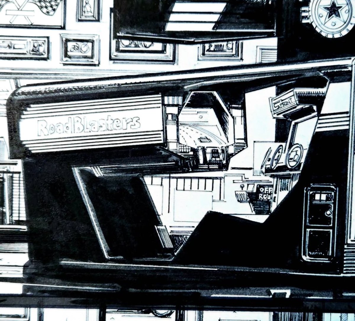 SeanMurphyArt's tweet photo. “Not sure many people will remember some of these driving games from the 80s, but they were a big part of my childhood growing up near Funspot. I LOVED drawing this scene in my new book, but man it took forever!
I'll be announcing sometime next year, once it's finished.” https://t.co/j8RKv4OJw2