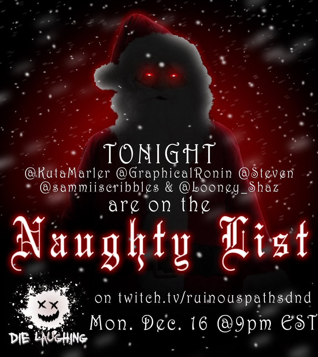 Ohoho! A jolly adventure takes place, while the bells toll for the people in tonight's glorious escapade. Join the stream as a multitude of incredible people, such as @graphicalronin, @eakm, are participating in a festive game of good and frightful cheer!

Link  below!
