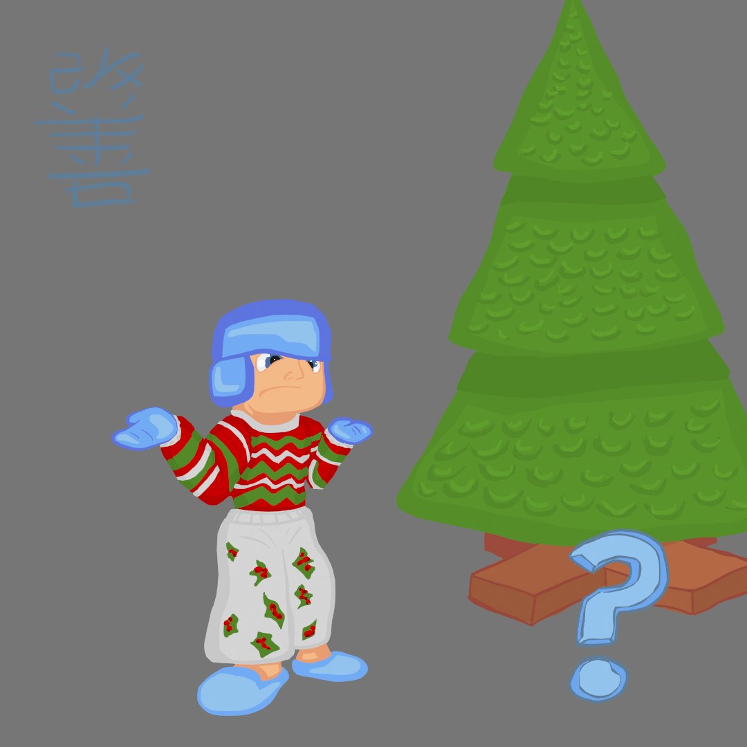 RajaThaiel's tweet photo. @doodlewash #doodlewashDecember2024, Day 14: When your #HolidayMemory is not that pleasant... #DigitalArt made with #GreasePencil in #Blender 4.3 https://t.co/OxmxM54TYo