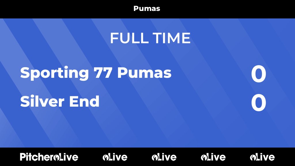 FULL TIME: Sporting 77 Pumas 0 - 0 Silver End
#SPOSIL #Pitchero
sporting77.co.uk/teams/242963/m…