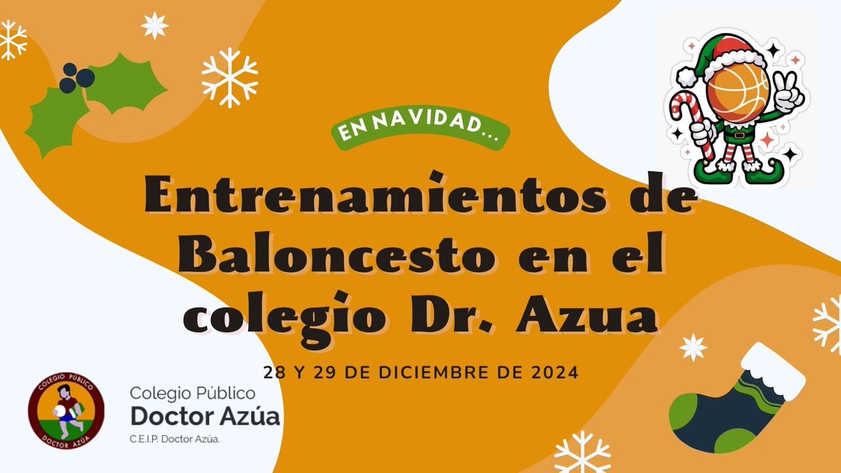 baloncestoazua's tweet photo. ⛹️‍♀️ ENTRENAMIENTOS MINIBASKET EN
NAVIDAD ⛹🏻‍♂️

Benjamines y Alevines, 
¿os animáis a entrenar en Navidad? ¿Trabajamos técnica individual y luego competimos? 
¿Tienes un amigo que no es del cole y quieres entrenar con él? 

Apuntaros los 2!!                            (1/2) https://t.co/EDsFClbcjJ