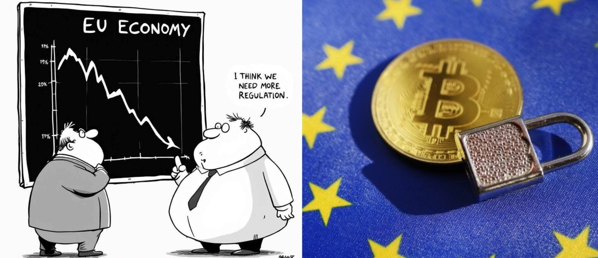 thealepalombo's tweet image. Europe's crypto regulation will be its biggest mistake since the dotcom era:

- EU imposing MiCA
- US embracing crypto
- Major players leaving EU
- $499B+ in crypto flowing through Eastern Europe

Is crypto's future in Europe doomed?

Here's the full breakdown: