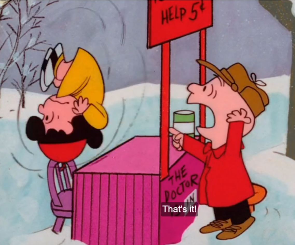 daverudden's tweet photo. I know Charlie Brown is worried about the commercialization of the holiday season in his Christmas Special, but I feel like that entire universe should be more concerned that children yelling a commonly-used phrase have the ability to Fus Ro Dah the shit out anyone in their path. https://t.co/hS0m4bDrqH