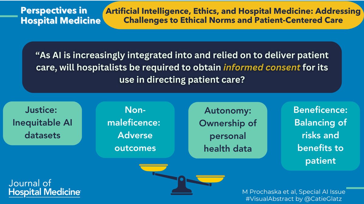 🤖❄️ AI is transforming hospital medicine, but ethical challenges abound. Explore the balance between innovation and patient-centered care in this must-read! #AI #HospitalMedicine

🔗: doi.org/10.1002/jhm.13…
✍️: <a href="/micah_prochaska/">Micah Prochaska</a>
🖼️: #VisualAbstract by @CatieGlatz