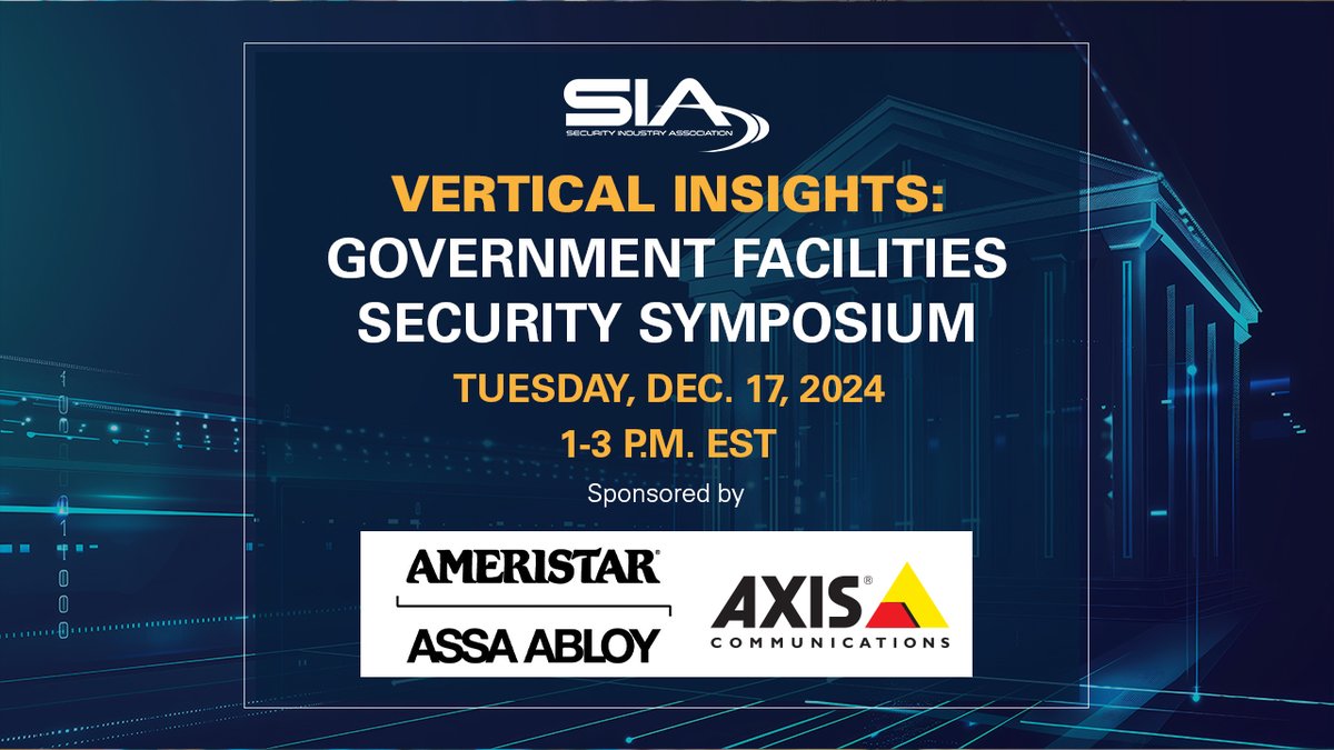 SIAonline's tweet image. 📅TOMORROW: Join us for the Vertical Insights Government Facilities #Security Symposium!

🏛️Learn best practices for securing local, state and federal buildings &amp;amp; opportunities for solutions providers to work with government agencies.

🔗securityindustry.org/vertical-sympo… #securityindustry